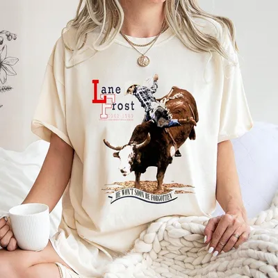 Vintage 80 S Lane Frost Rodeo Cowboy Graphic T-Shirt 2025 Trendy Western Country Style T-Shirt For Men And Women Casual