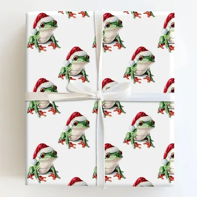Santa Frog - Gift Wrap for Christmas, Holidays Wrapping Paper, Christmas Wrapping Paper
