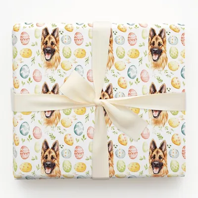 Easter Eggs with the German Shepherd - Gift Wrap for Christmas, Holidays Wrapping Paper, Christmas Wrapping Paper