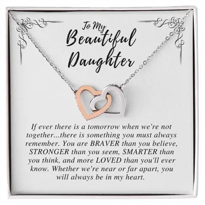 To My Beautiful Daughter - Interlocking Heart Necklace Interlocking Hearts Necklace