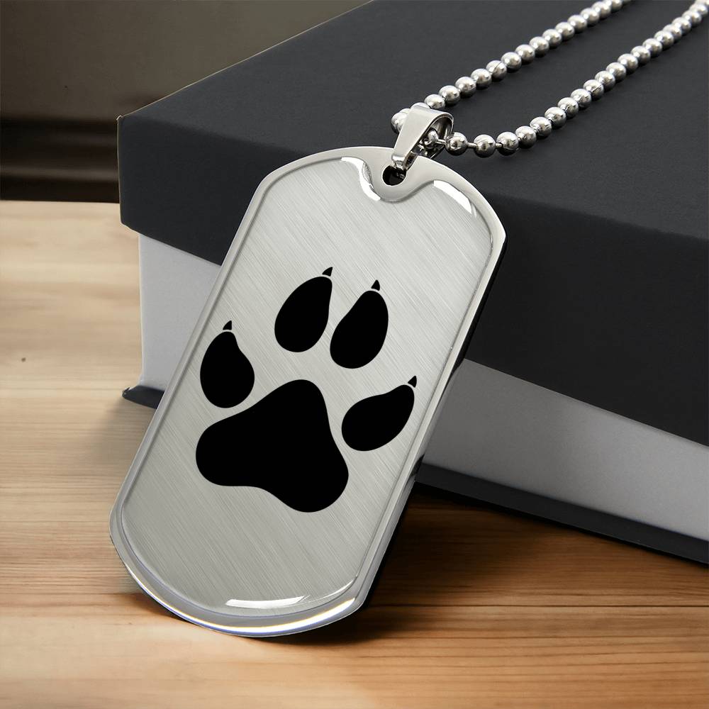 Fenrir Wolf Paw Print – Dog Tag Necklace - Norse Mythology - Army Tag Necklace, Dog Tag