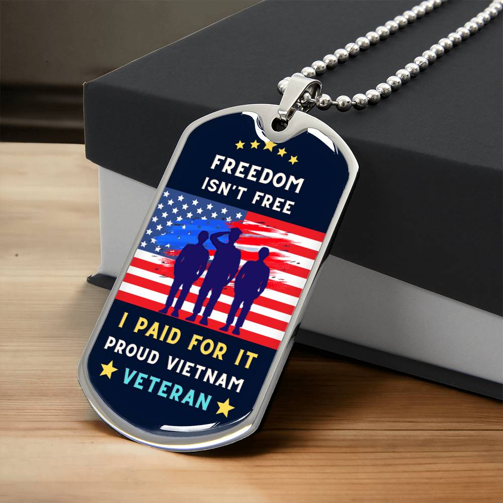 Proud Vietnam Veteran - Army Tag Necklace, Dog Tag