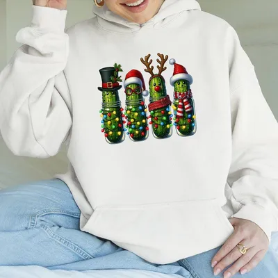 Funny Christmas Pickle Hoodie Hoodie Unisex Holiday Funny Holiday Pickle Hoodie