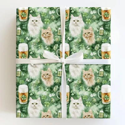 Brews with the Turkish Angora - Gift Wrap for Christmas, Holidays Wrapping Paper, Christmas Wrapping Paper