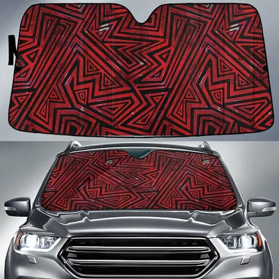 Red And Black Triangle Pattern Geometric Texture Car Sun Shades Cover Auto Windshield PrintSyde
