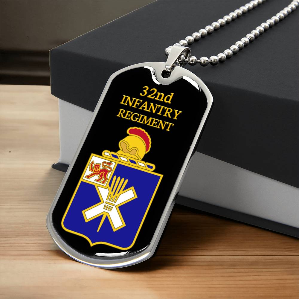 Awesome Dog Tag For 32Nd Infantry Regiment - Army Tag Necklace, Dog Tag