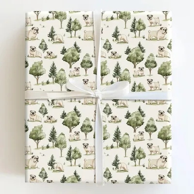 Park Day with the Bulldogs - Gift Wrap for Christmas, Holidays Wrapping Paper, Christmas Wrapping Paper
