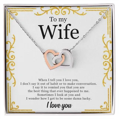 To My Wife - Two Hearts In Love Interlocking Hearts Necklace