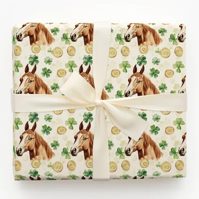 Golden with the Thoroughbred - Gift Wrap for Christmas, Holidays Wrapping Paper, Christmas Wrapping Paper