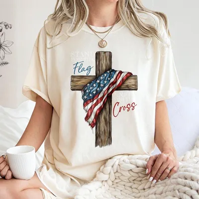 Stand For The Flag Kneel For The Cross 4th Of July T-Shirt, Graphic T-Shirt For Men For Women Fabric Casual