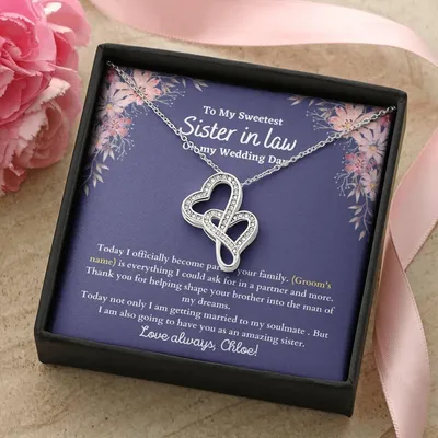 Sister In Law On My Wedding Day - Double Heart Double Hearts Necklace