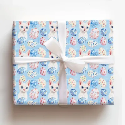 Easter Eggs with the Devon Rex - Gift Wrap for Christmas, Holidays Wrapping Paper, Christmas Wrapping Paper