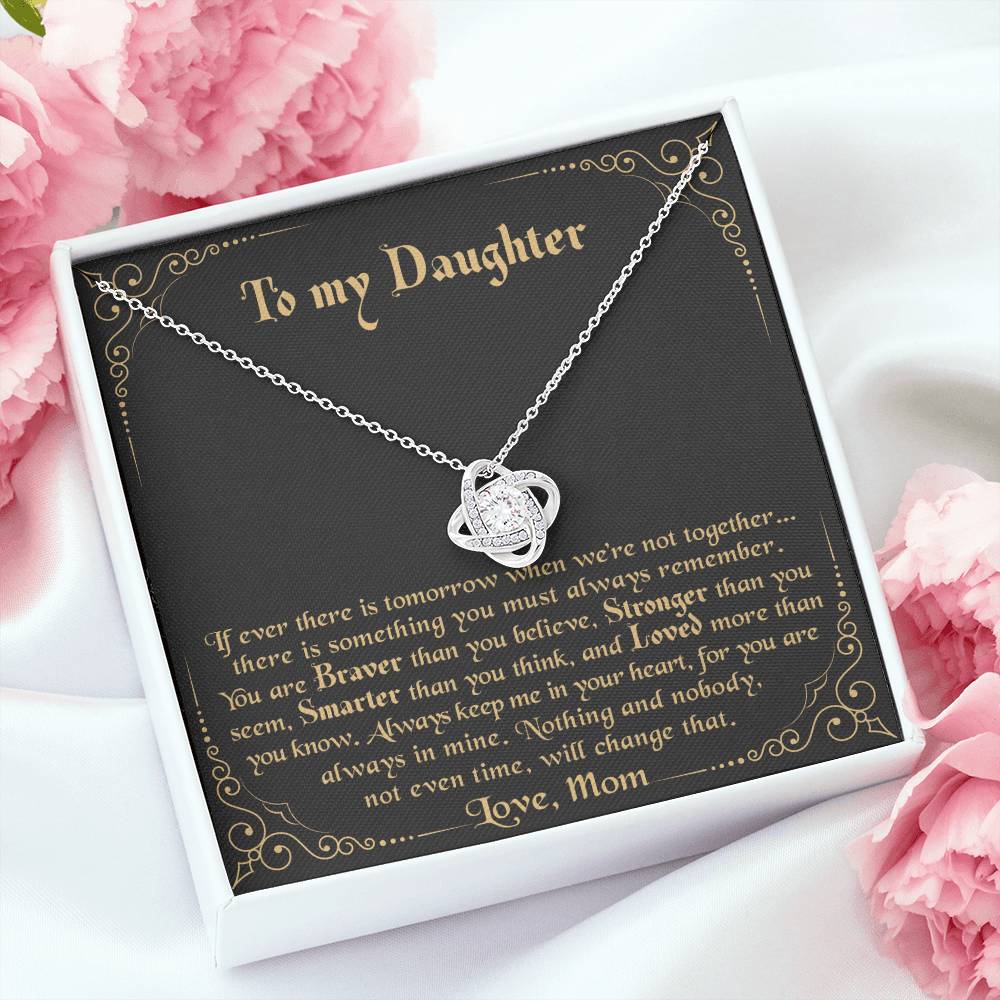 To my Daughter Always keep me in your heart - Gift For Christmas, Birthday, Anniversary - Love Knot Necklace