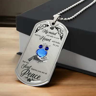 Owl On Lady Hand Luxury Dog Tag - Army Tag Necklace, Dog Tag