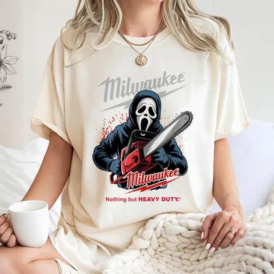 Milwaukee Ghost Face T-Shirt Horror Graphic T-Shirt, Scream Mask & Chainsaw Design, Vintage Milwaukee Streetwear