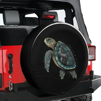 Rustic Blue Sea Turtle Spare Tire Cover - Ocean Animal Marine Life Vintage Art Accessory Spare Tire Cover