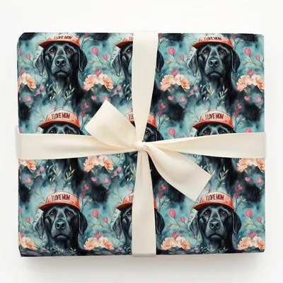 Mom's Favorite Black Lab - Gift Wrap for Christmas, Holidays Wrapping Paper, Christmas Wrapping Paper