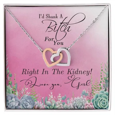 Interlocked Hearts Necklace Gift For Best Friendsister - Funny Message Card - Great Birthday Day Gift Interlocking Hearts Necklace