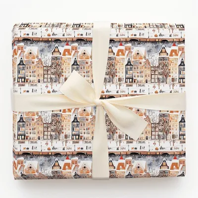 Bike and Bridge - Gift Wrap for Christmas, Holidays Wrapping Paper, Christmas Wrapping Paper