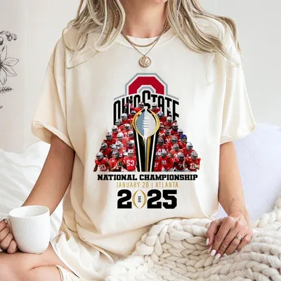 Ohio State 2025 National Champions T-Shirt – College Football Celebration T-Shirt With Championship Trophy Graphic, Unisex Casual