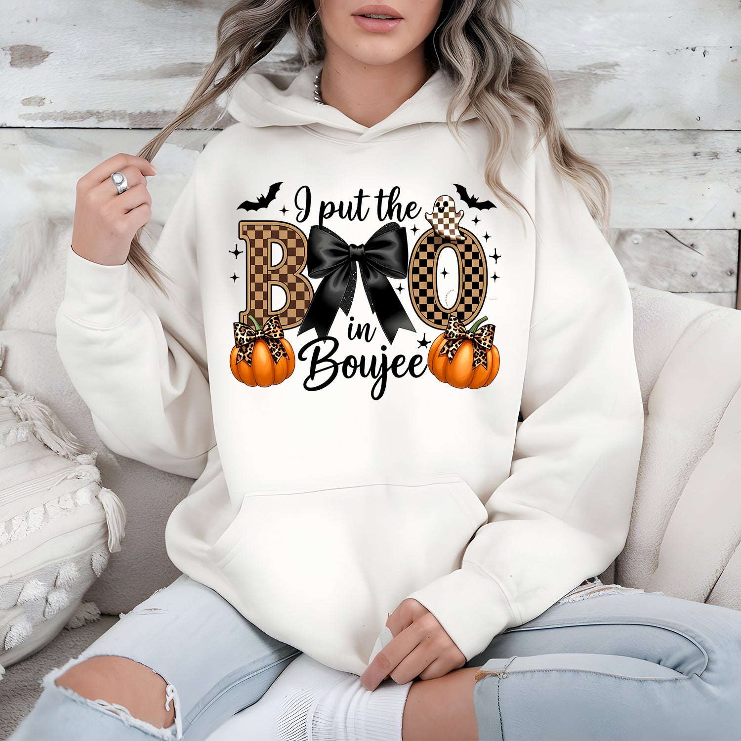 I Put the Boo in Boujee Hoodie – Funny Halloween Pullover Hoodie