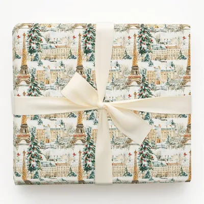 Christmas In Paris - Gift Wrap for Christmas, Holidays Wrapping Paper, Christmas Wrapping Paper