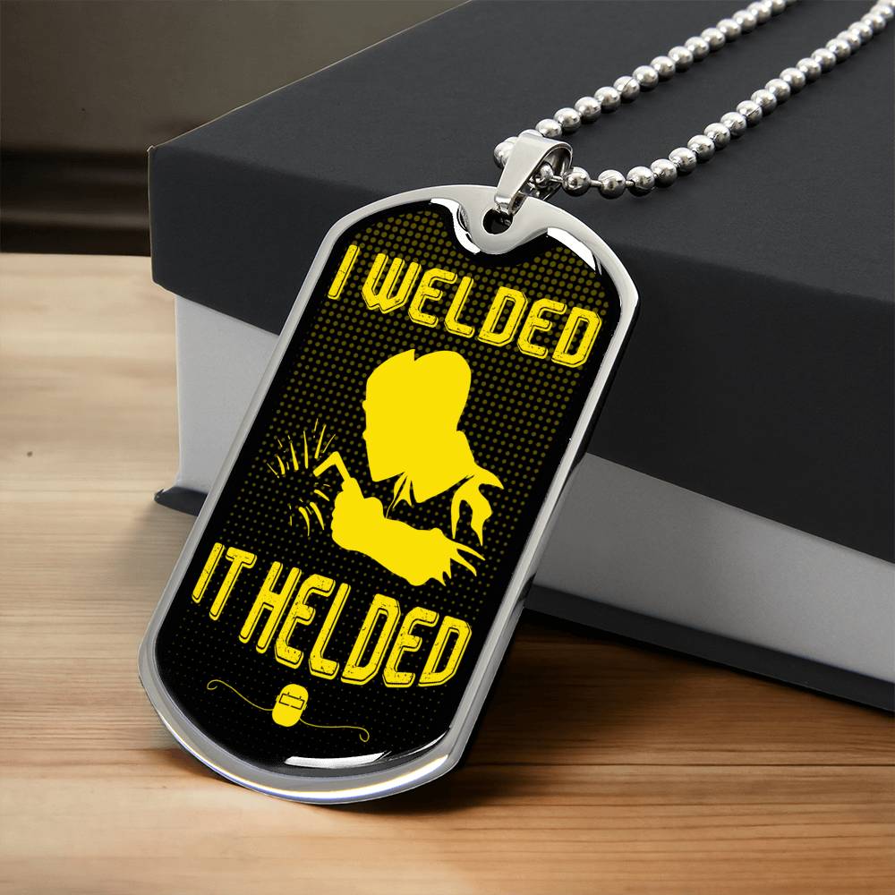 I Welded Welder Ball Chain Pendant - Army Tag Necklace, Dog Tag
