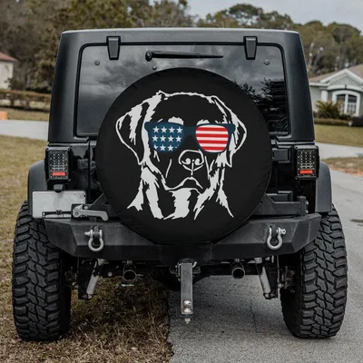 Spare Tire Cover, Labrador Tire Cover, Car Accessories For Girl, Dog Spare Tire Cover, Accessories, American Flag Labrador Spare Tire Cover