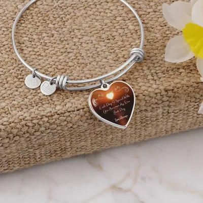 Anniversary Gift - Christmas Gift - for Couples - Promise Gift for Her - Girlfriend Anniversary - Gift for Girlfriend Birthday Heart Bangle