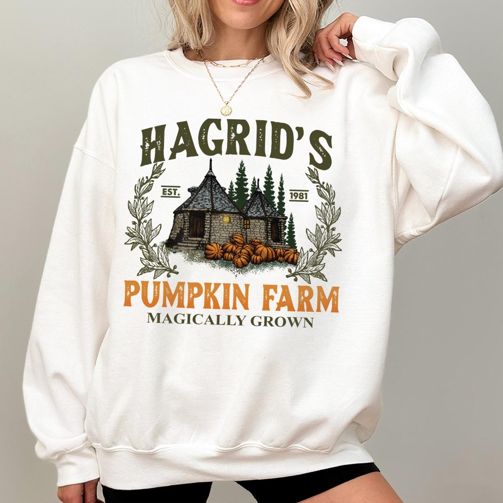 Spooky Season Pumpkin Patch Sweatshirt – Retro Hagrid’s Autumn Graphic Top