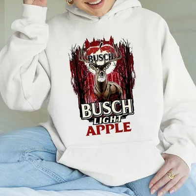 Busch Light Apple Hunting Hoodie, Unisex Hoodie For Men And Women, Official Beer Merchandise With Deer And Apple Graphic