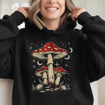 Retro Celestial Mushroom Hoodie,Boho Trendy Hoodie,Sarcastic Hoodie, Mushroom Lover Gift Hoodie,Botanic Hoodie,Garden Lover Hoodie