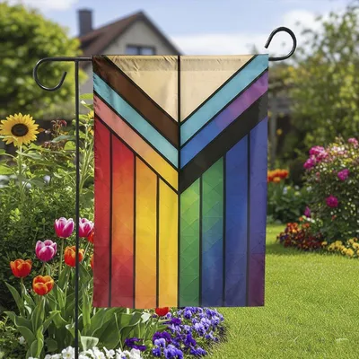 All Pride 2025 Lgbtq+ Design Art Garden Flag Outdoor Banner Sign Progress Gay Pride Trans Inclusive Dei Rainbow Gift Vertical Garden Flag