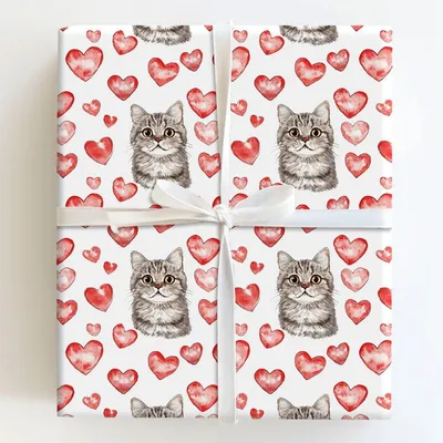 British Shorthair Valentine - Gift Wrap for Christmas, Holidays Wrapping Paper, Christmas Wrapping Paper
