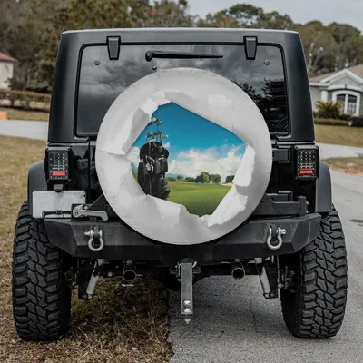Golf Course Reveal Spare Tire Cover, Spare Tire Cover Time Quote Design, Waterproof Vinyl Wheel Protector For Golf Lovers