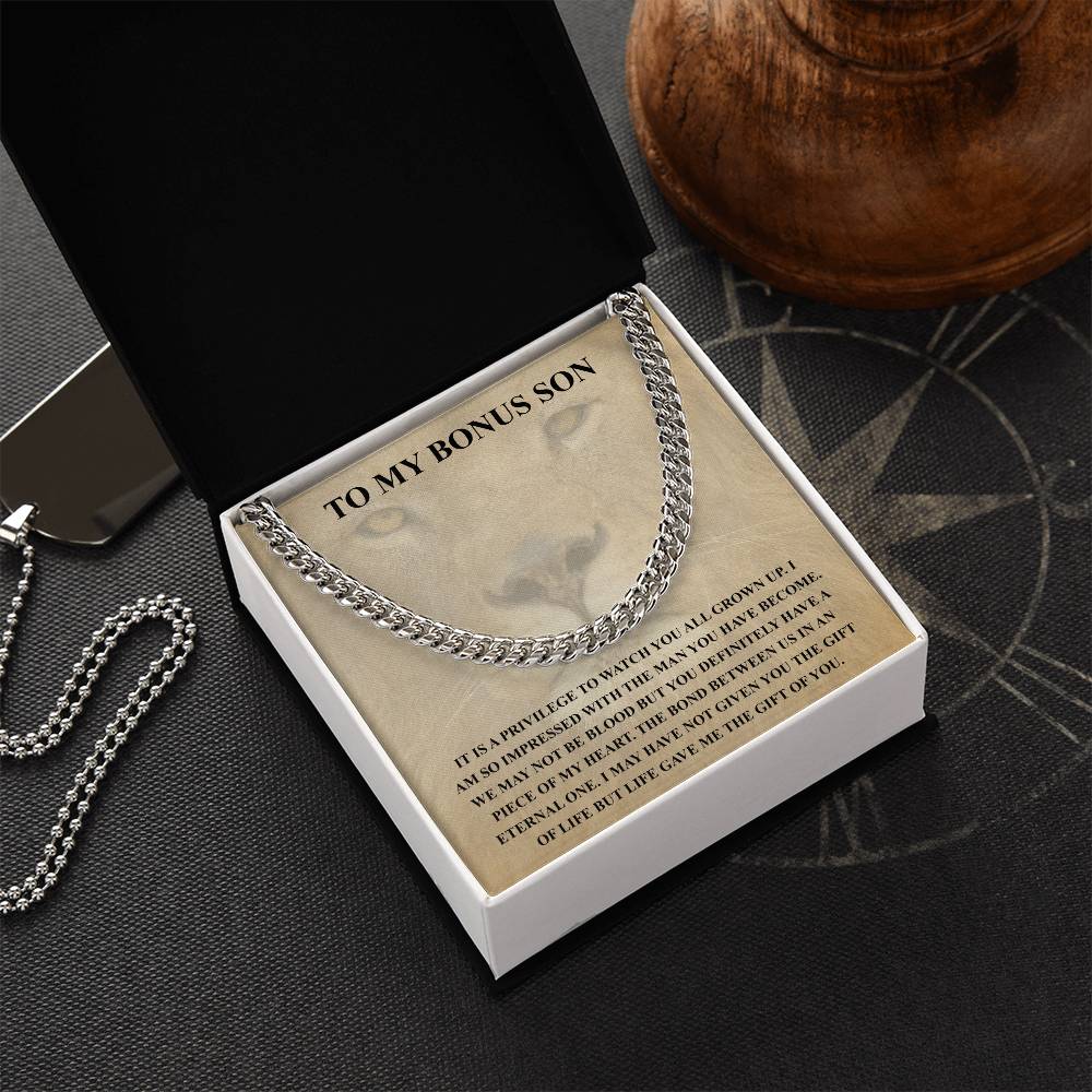 To My Bonus Son Necklace Gift For Step Son Bonus Son Graduation Graduate Gift Fathers Day Father Son Gift Gift From St Cuban Link Chain