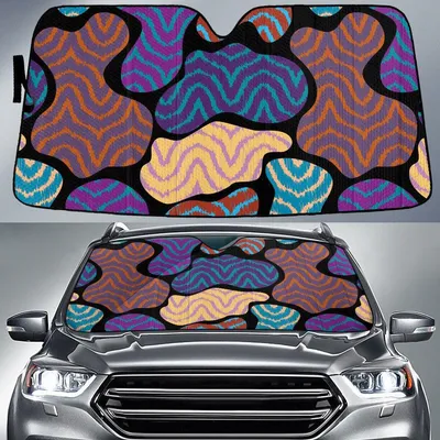 Colorful Wavy Line Custom Shape Patch Up Pattern Car Sun Shades Cover Auto Windshield PrintSyde
