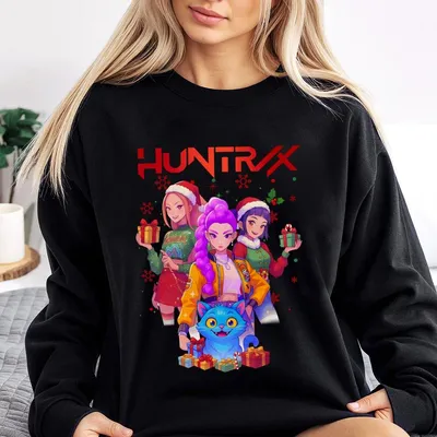 Youth Kpop Demon Hunters Christmas Sweatshirt, Huntrix Merry Christmas , Kpop Holiday , Rumi Mira Zoey Sweatshirt, Festive Anime Gift Sweatshirt