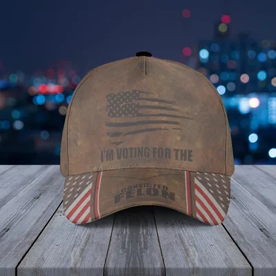 Convicted Felon Baseball Cap – I'M Voting For The Flag, Distressed American Design With Patriotic Mask Layout Baseball Cap