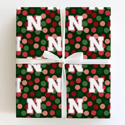 Nebraska Christmas Dots - Gift Wrap for Christmas, Holidays Wrapping Paper, Christmas Wrapping Paper