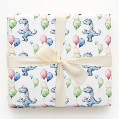 Happy Dinno - Gift Wrap for Christmas, Holidays Wrapping Paper, Christmas Wrapping Paper