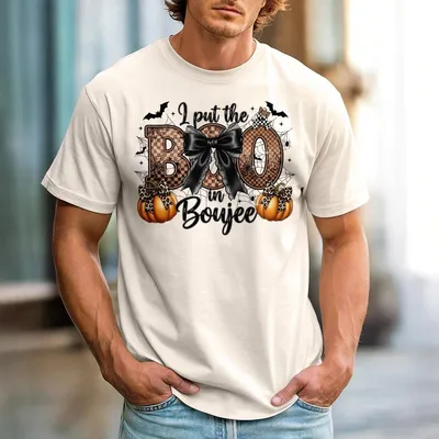 I Put The Boo in Boujee Sweatshirt – Coquette Halloween Graphic Pullover for Women