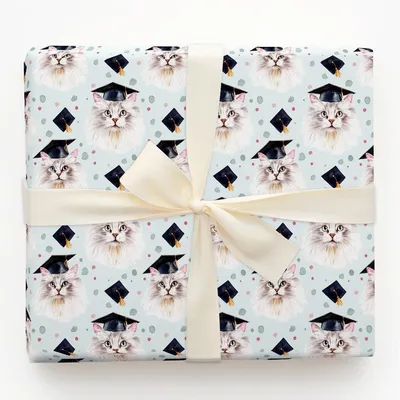 Turkish Angora Graduate - Gift Wrap for Christmas, Holidays Wrapping Paper, Christmas Wrapping Paper