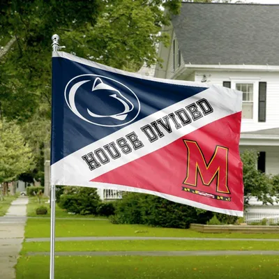 House Divided Nittany Lions Terrapins Horizontal House Flag, Penn State Maryland Ncaa, Football Rivalry College Gift Horizontal House Flag