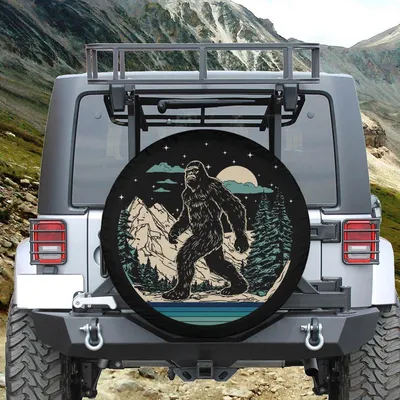 Bigfoot Funny Bigfoot Lover Spare Tire Cover With Backup Camera Hole Spare Tire Cover