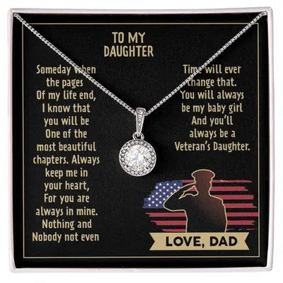 Veteran's Daughter - Necklace, Veteran Daughter Gift Gift For Daughter, Veteran Family Bride Gift From Dad Necklaces, Gift For Daughter From Veteran Dad, Christmas Gifts, Veteran Gift Ideas, Birthday Gift For Daughter From Veteran Dad