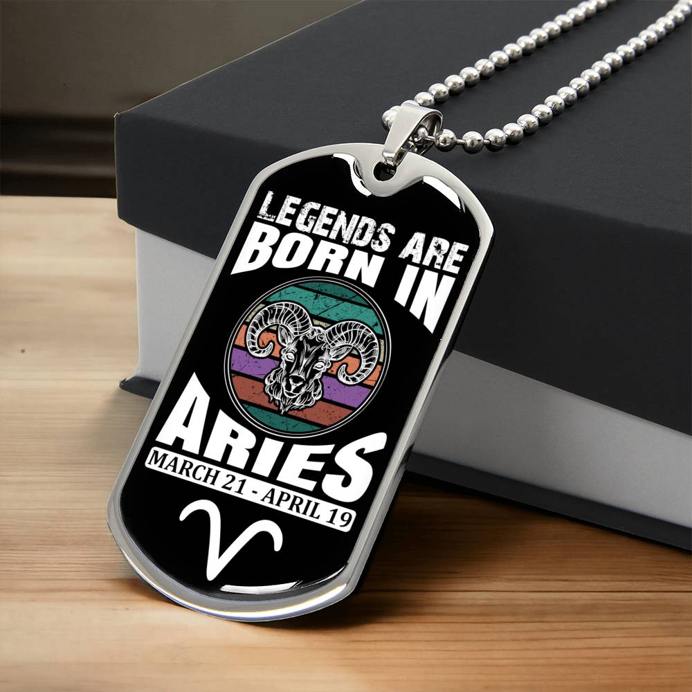 Aries Legend Dog Tag Personalized Necklace - Army Tag Necklace, Dog Tag