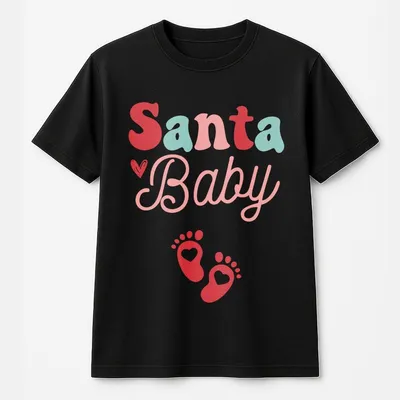 Santa Baby Christmas Pregnancy Announcement T Shit Cute Holiday Maternity T-Shirt, Baby Reveal Outfit For Expecting Mom, Cozy Winter Top