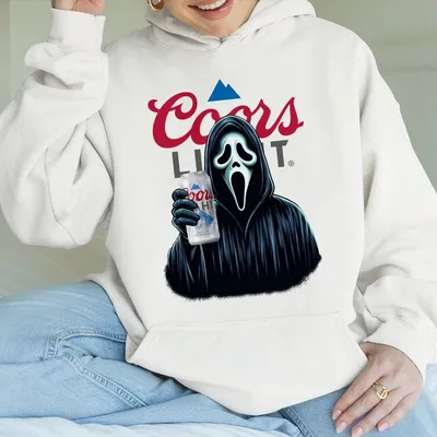 Coors Light Ghostface Halloween Hoodie, Funny Horror Movie Graphic Hoodie For Men And Women, Enjoy A Beer With Ghostface This Halloween