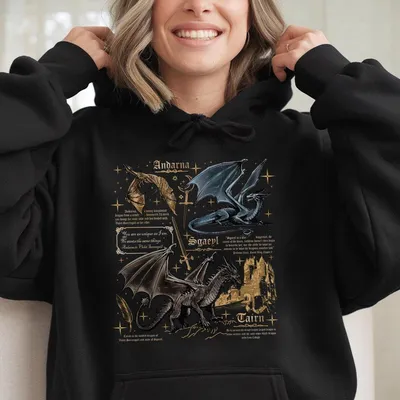 Women'S Dragon & Letter Print Round Neck Graphic Hoodie,Vintage Trendy Casual Hoodie For Daily Wear,Ladies Summer Top,Graphic Hoodie Women